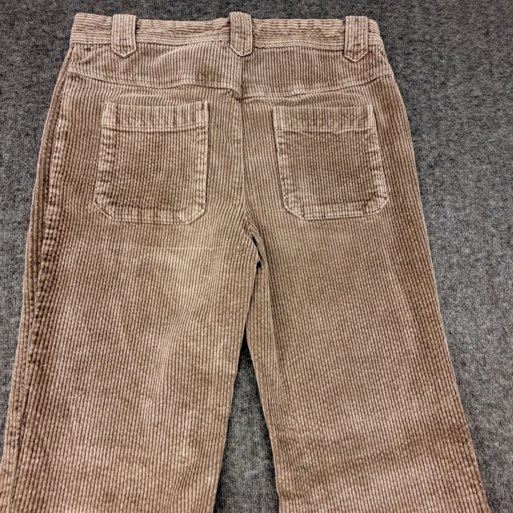 Free People Tan Corduroy Flare Pants Brown Boho Patch Pocket Size 4